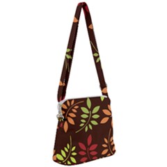 Leaves Foliage Pattern Design Zipper Messenger Bag