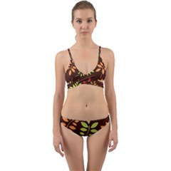 Leaves Foliage Pattern Design Wrap Around Bikini Set