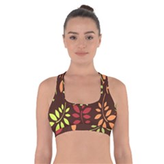 Leaves Foliage Pattern Design Cross Back Sports Bra by Mariart