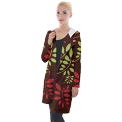 Leaves Foliage Pattern Design Hooded Pocket Cardigan