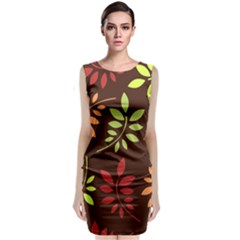 Leaves Foliage Pattern Design Sleeveless Velvet Midi Dress by Mariart