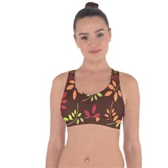 Leaves Foliage Pattern Design Cross String Back Sports Bra