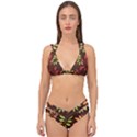 Leaves Foliage Pattern Design Double Strap Halter Bikini Set View1