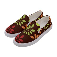 Leaves Foliage Pattern Design Women s Canvas Slip Ons