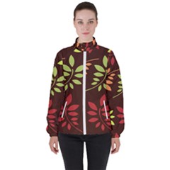 Leaves Foliage Pattern Design High Neck Windbreaker (women)