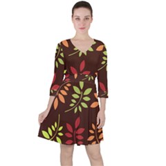 Leaves Foliage Pattern Design Ruffle Dress by Mariart