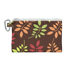 Leaves Foliage Pattern Design Canvas Cosmetic Bag (medium)