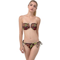 Leaves Foliage Pattern Design Twist Bandeau Bikini Set