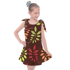 Leaves Foliage Pattern Design Kids  Tie Up Tunic Dress