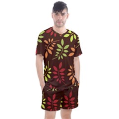 Leaves Foliage Pattern Design Men s Mesh Tee And Shorts Set