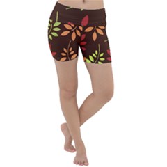 Leaves Foliage Pattern Design Lightweight Velour Yoga Shorts