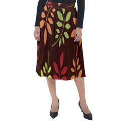 Leaves Foliage Pattern Design Classic Velour Midi Skirt 