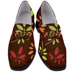 Leaves Foliage Pattern Design Women s Chunky Heel Loafers