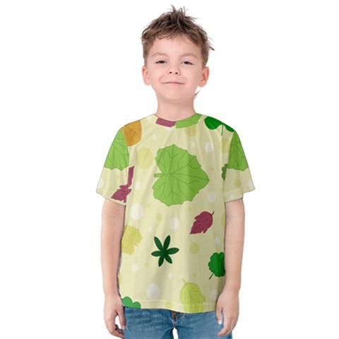 Leaves Background Leaf Kids  Cotton Tee by Mariart