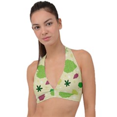 Leaves Background Leaf Halter Plunge Bikini Top