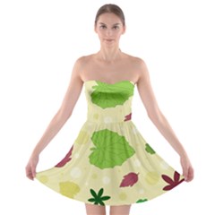 Leaves Background Leaf Strapless Bra Top Dress by Mariart