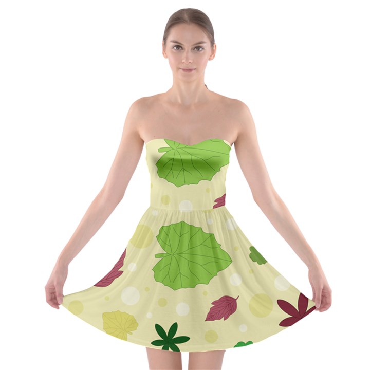 Leaves Background Leaf Strapless Bra Top Dress