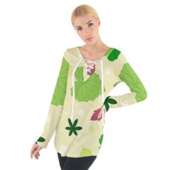 Leaves Background Leaf Tie Up Tee by Mariart