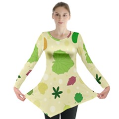 Leaves Background Leaf Long Sleeve Tunic  by Mariart