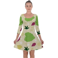 Leaves Background Leaf Quarter Sleeve Skater Dress