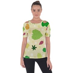 Leaves Background Leaf Shoulder Cut Out Short Sleeve Top by Mariart