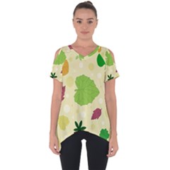 Leaves Background Leaf Cut Out Side Drop Tee by Mariart