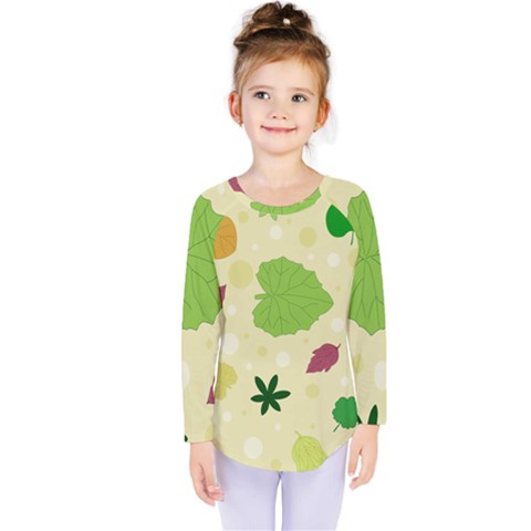 Leaves Background Leaf Kids  Long Sleeve Tee by Mariart