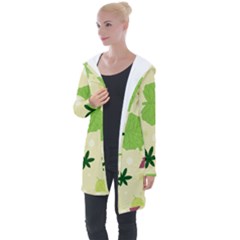 Leaves Background Leaf Longline Hooded Cardigan