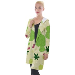 Leaves Background Leaf Hooded Pocket Cardigan