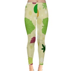 Leaves Background Leaf Inside Out Leggings