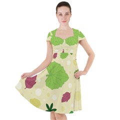 Leaves Background Leaf Cap Sleeve Midi Dress