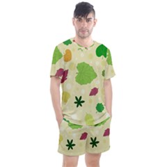 Leaves Background Leaf Men s Mesh Tee And Shorts Set