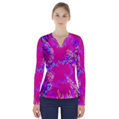 Red Violet Fav V-neck Long Sleeve Top by 1dsign