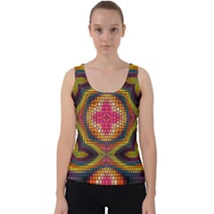 Kaleidoscope Art Pattern Ornament Velvet Tank Top by Pakrebo