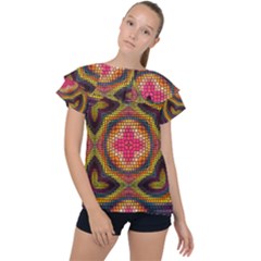 Kaleidoscope Art Pattern Ornament Ruffle Collar Chiffon Blouse