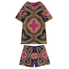 Kaleidoscope Art Pattern Ornament Kids  Swim Tee And Shorts Set