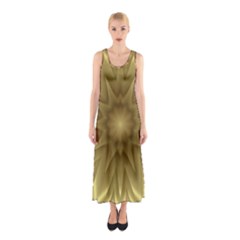 Background Pattern Golden Yellow Sleeveless Maxi Dress