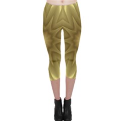 Background Pattern Golden Yellow Capri Leggings  by Pakrebo