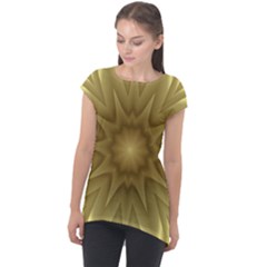 Background Pattern Golden Yellow Cap Sleeve High Low Top