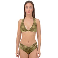 Background Pattern Golden Yellow Double Strap Halter Bikini Set