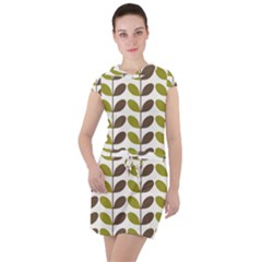 Leaf Plant Pattern Seamless Drawstring Hooded Dress by Pakrebo