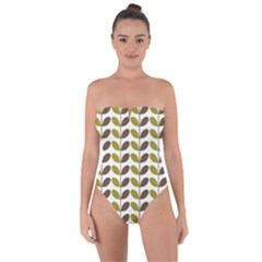 Leaf Plant Pattern Seamless Tie Back One Piece Swimsuit by Pakrebo