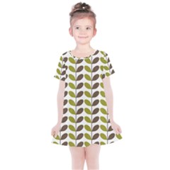 Leaf Plant Pattern Seamless Kids  Simple Cotton Dress