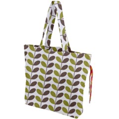 Leaf Plant Pattern Seamless Drawstring Tote Bag by Pakrebo