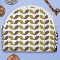 Leaf Plant Pattern Seamless Horseshoe Style Canvas Pouch