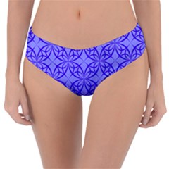 Decor Pattern Blue Curved Line Reversible Classic Bikini Bottoms