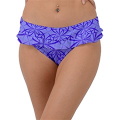 Decor Pattern Blue Curved Line Frill Bikini Bottom