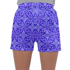 Decor Pattern Blue Curved Line Sleepwear Shorts by Pakrebo