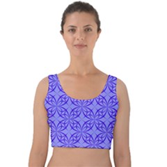 Decor Pattern Blue Curved Line Velvet Crop Top