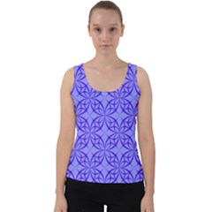 Decor Pattern Blue Curved Line Velvet Tank Top by Pakrebo